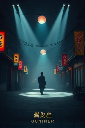 《长夜灯塔》悬疑剧海报，夜色中的灯塔光束扫过海面